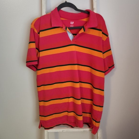 GAP Other - GAP XL pink orange green stripe stretch pique polo